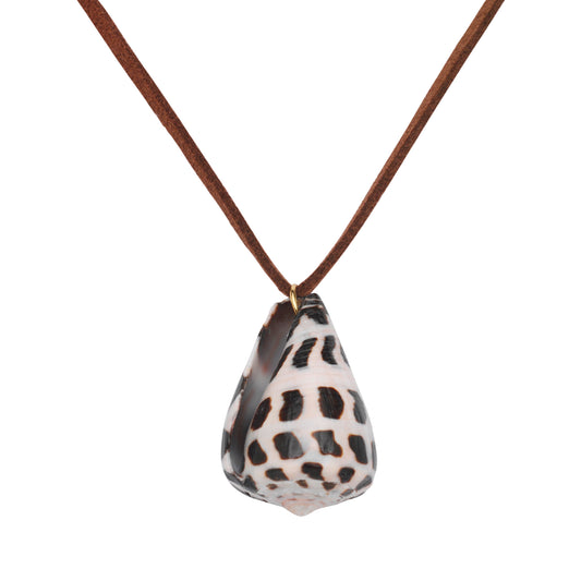 Spotted Seashell Suede Necklace