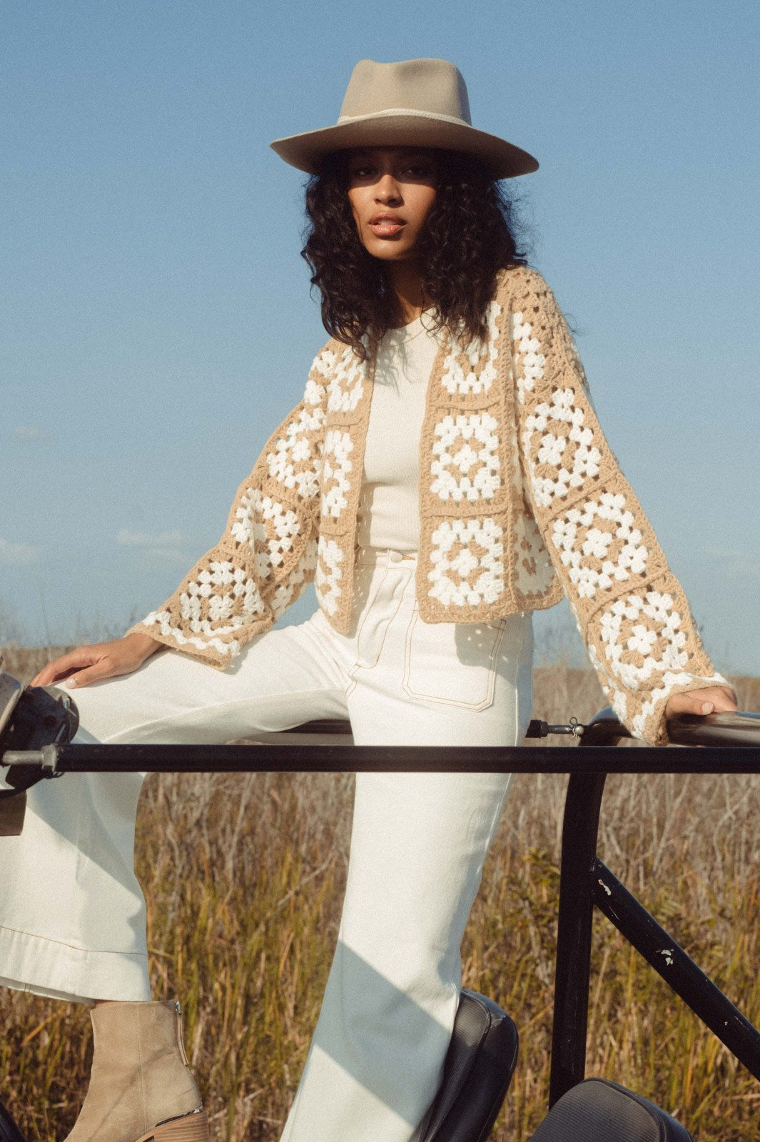 White Neutral Crochet Sweater