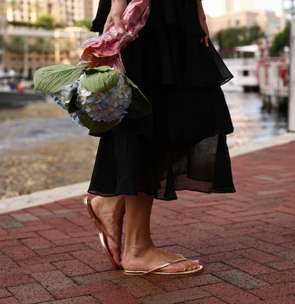 Solei Sea Flip Flops - Metallic Rose Gold