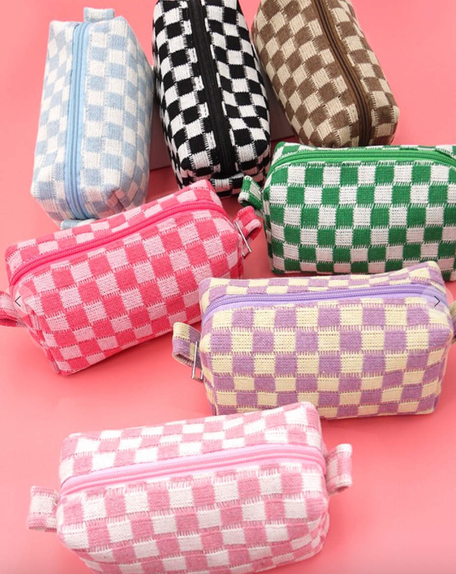 Checkered Makeup Pouch