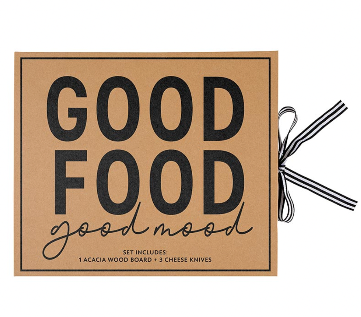 Wood Cheese Board Set Book Box - Good Food Good Mood