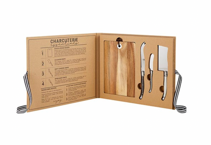 Wood Cheese Board Set Book Box - Good Food Good Mood