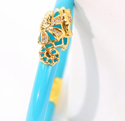 Fauna Seahorse All Weather Bangle® (AWB®) - Turquoise PREORDER