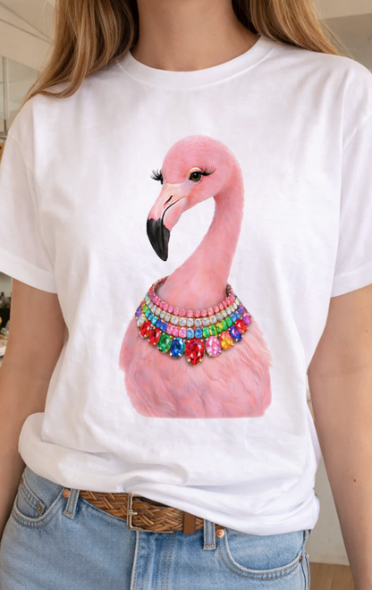 Jeweled Collar Flamingo *BOXY TEE