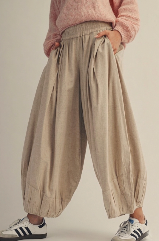 Balloon Pleated Pants- Khaki - PREORDER JULY