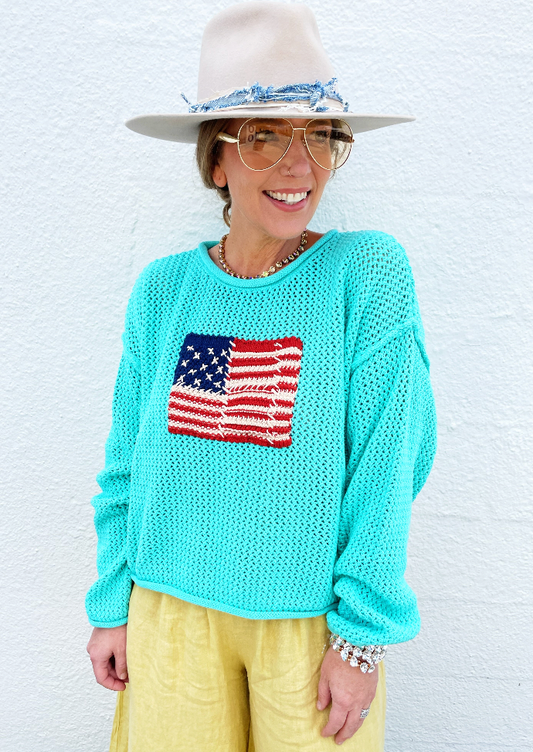 American Flag Crew Neck Sweater