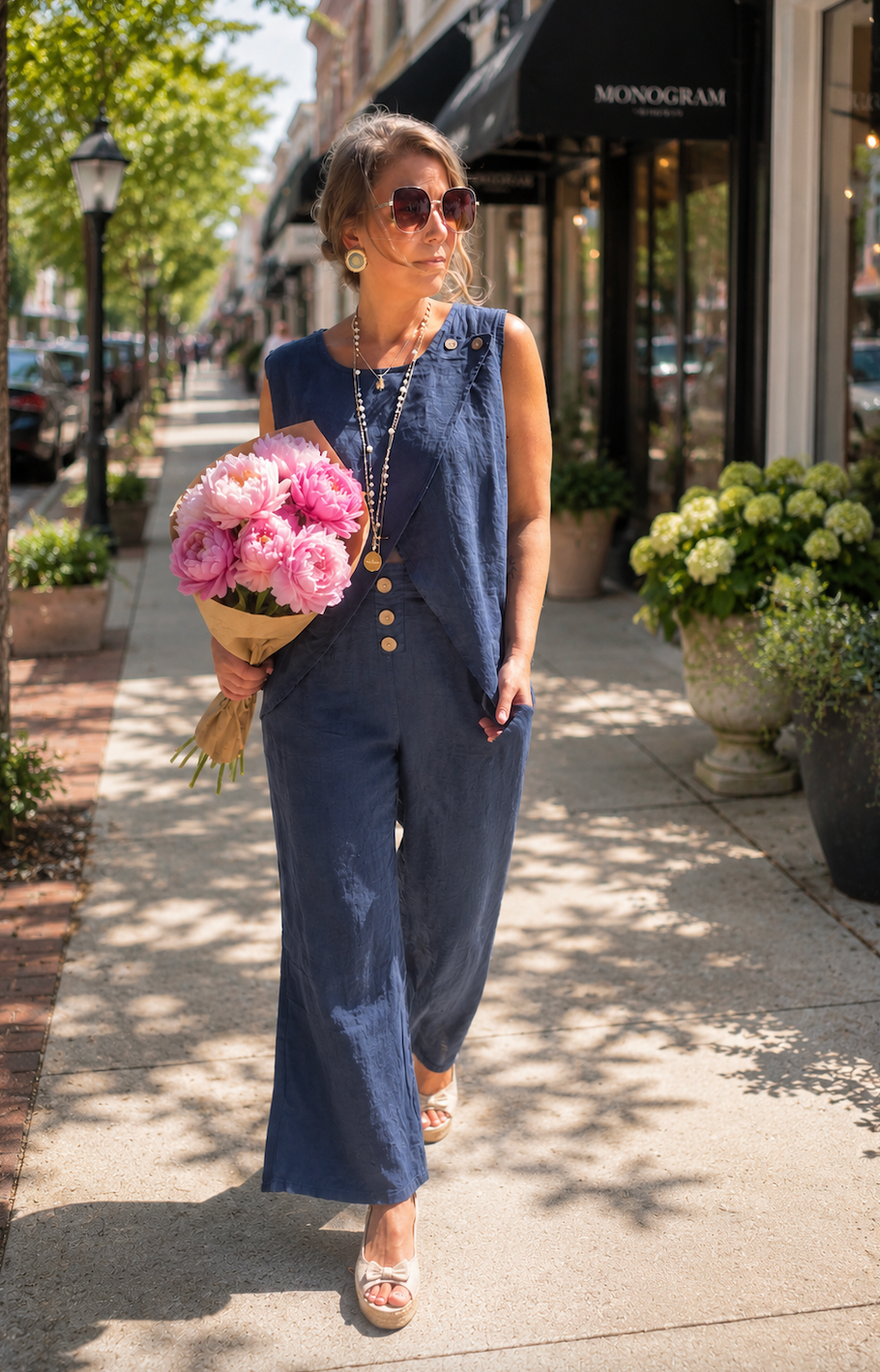 Katie Button Set in Navy