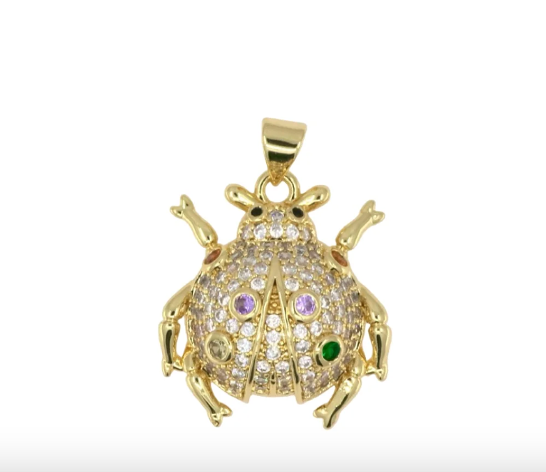 Ladybug Pavé Pendant with Multicolor Crystal Details