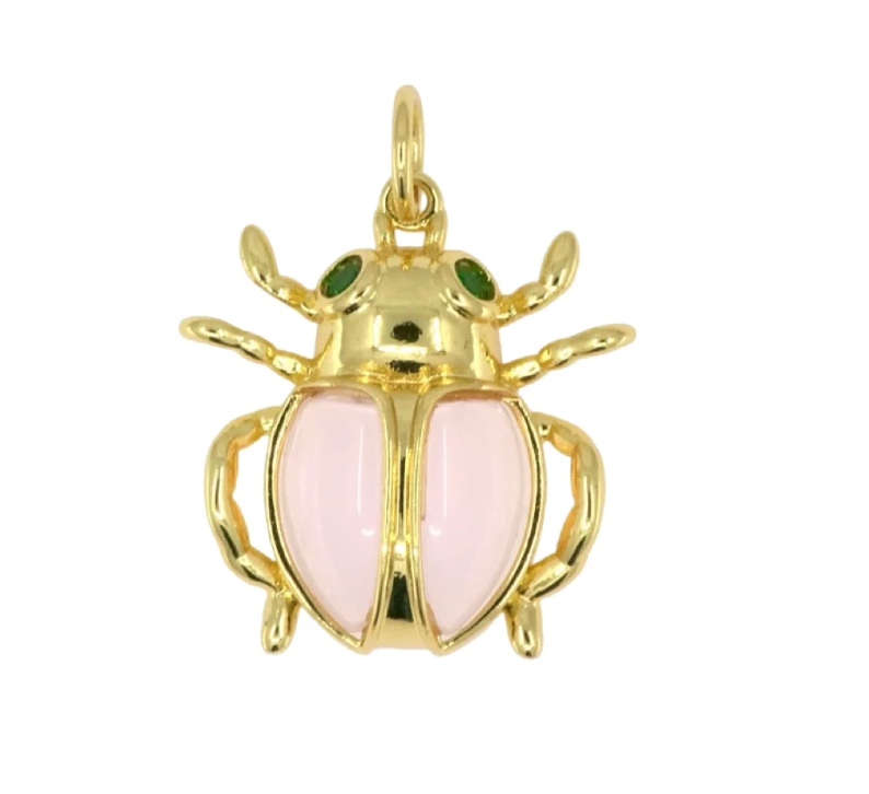 Golden Scarab Pendant with Stone Detail