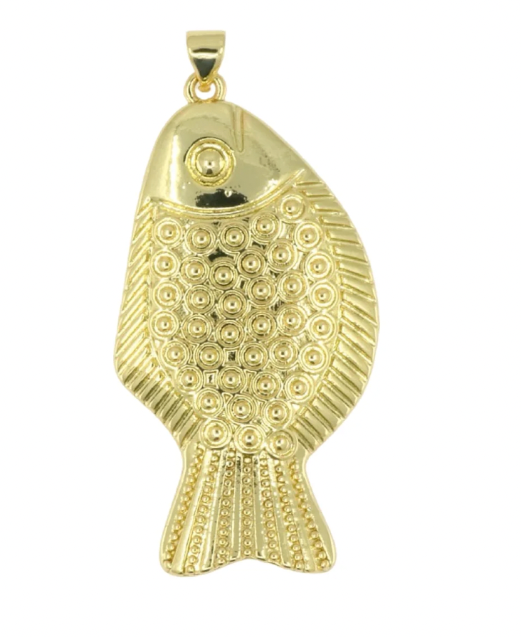 Gold Flat Fish Pendant