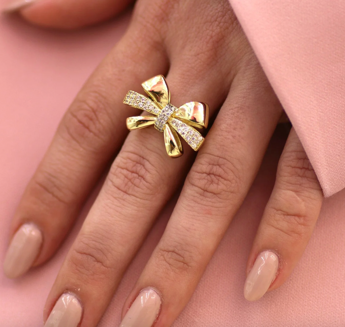 Adjustable Gold Bow Ring
