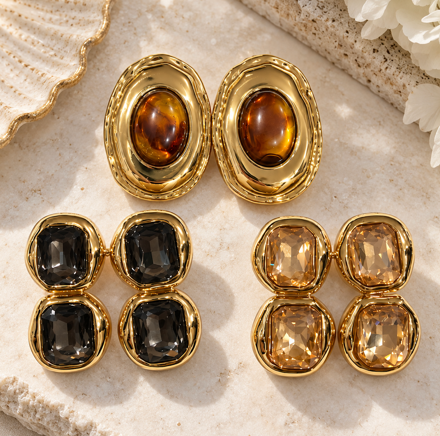 Barton Earrings Oval Taupe