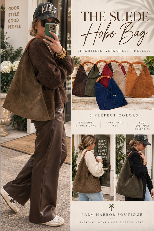 The Suede It Bag in Taupe