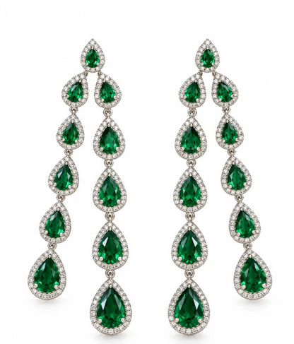 Deanna Earrings in Emerald Green