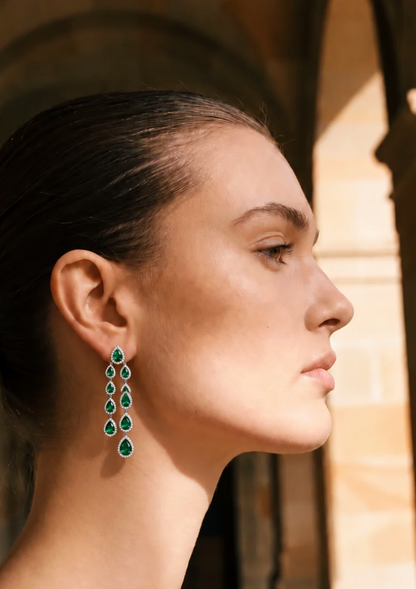 Deanna Earrings in Emerald Green