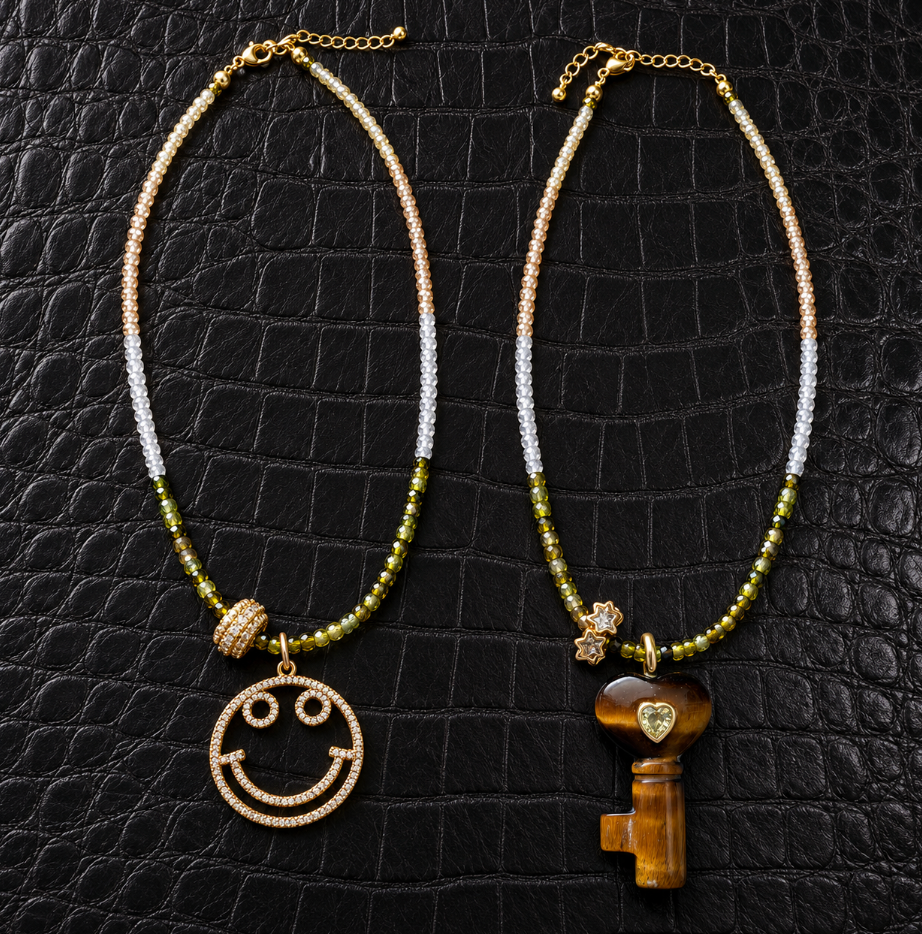 Tasha Pave Happy Face Necklace