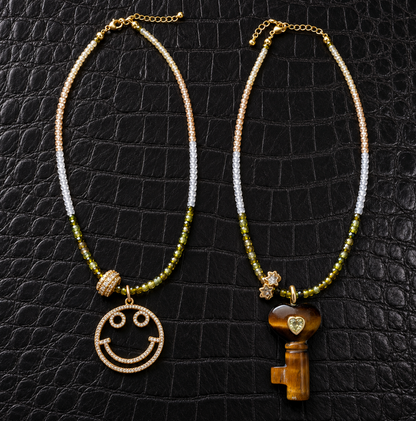 Tasha Pave Happy Face Necklace