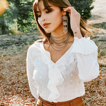 Delmar Shell Statement Earrings Antique Silver