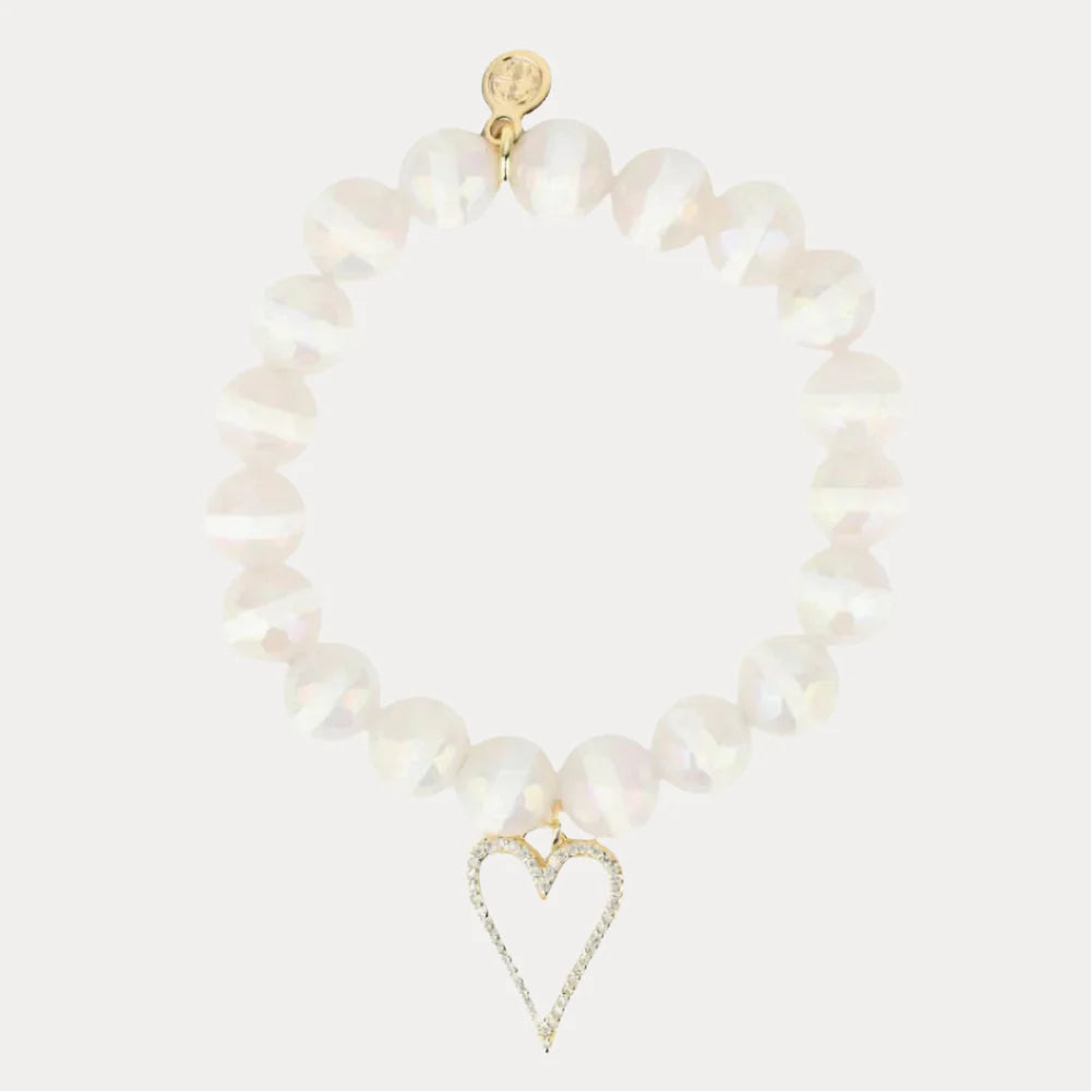White Capiz Heart Bracelet