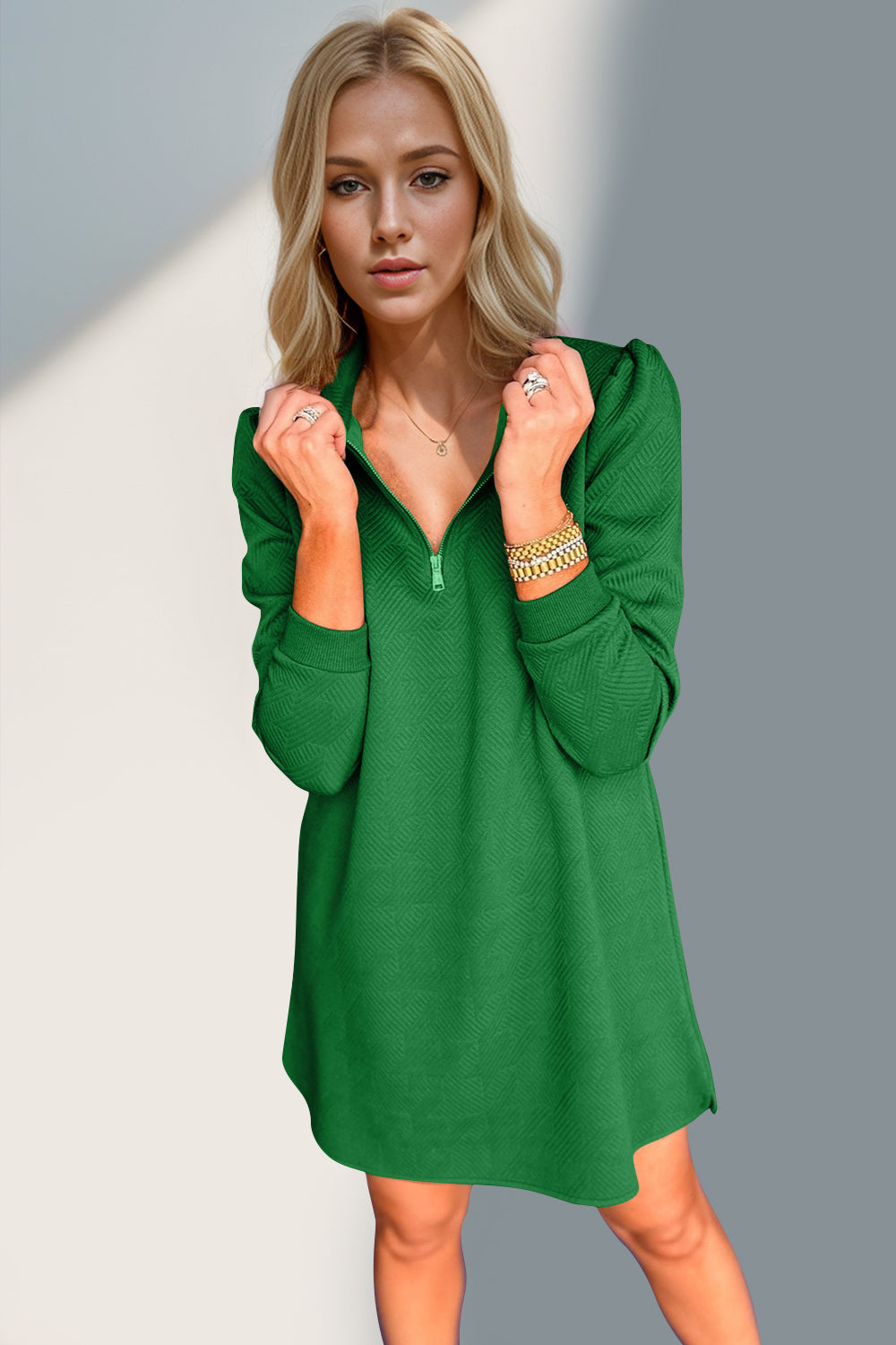 Quarter Zip Long Sleeve Dress