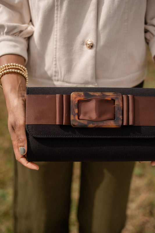Avery Clutch - Flat Bow and Tortoise Buckle