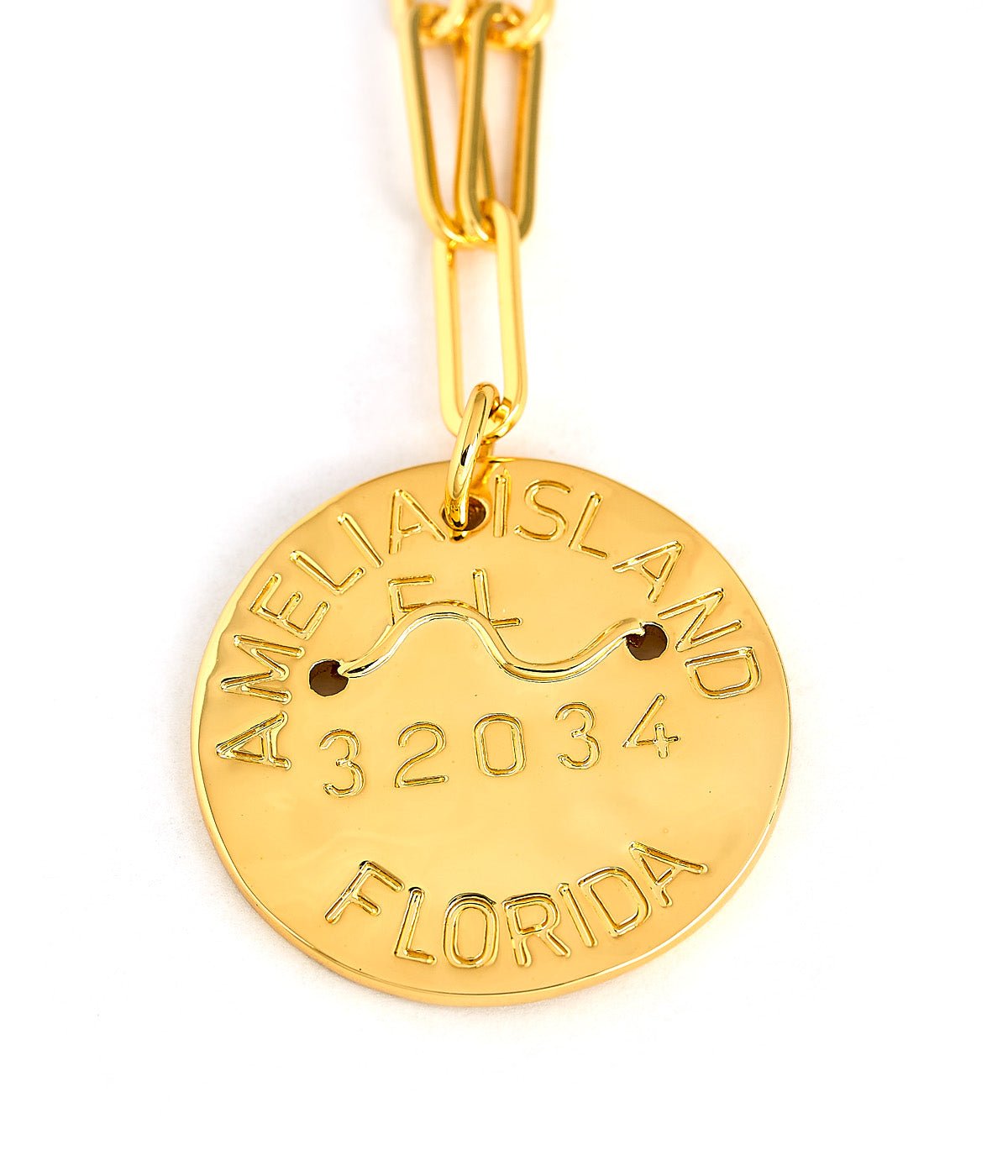 Beach Tag Charm Necklace – 18k Gold Plated