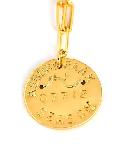 Beach Tag Charm Necklace – 18k Gold Plated