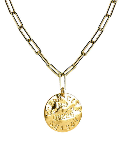 Beach Tag Charm Necklace – 18k Gold Plated