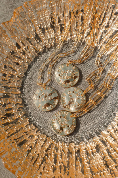 Beach Tag Charm Necklace – 18k Gold Plated