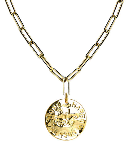 Beach Tag Charm Necklace – 18k Gold Plated