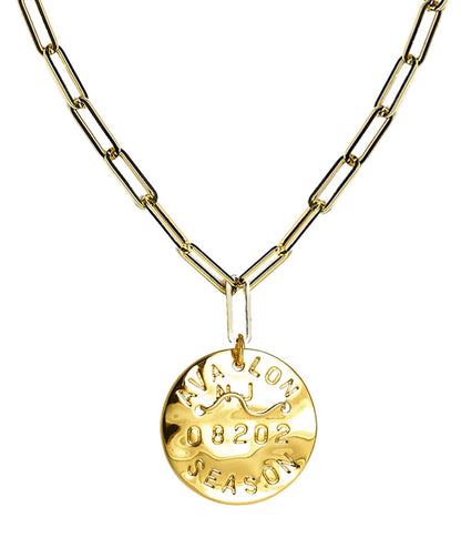 Beach Tag Charm Necklace – 18k Gold Plated