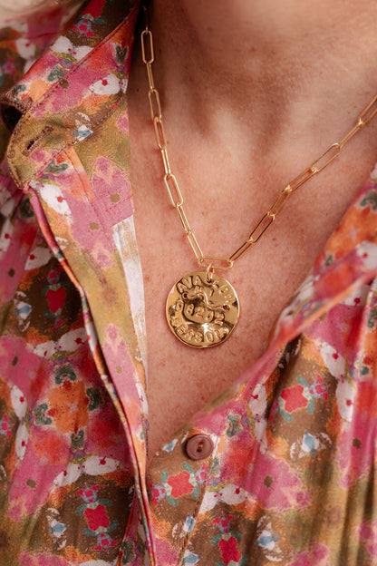 Beach Tag Charm Necklace – 18k Gold Plated