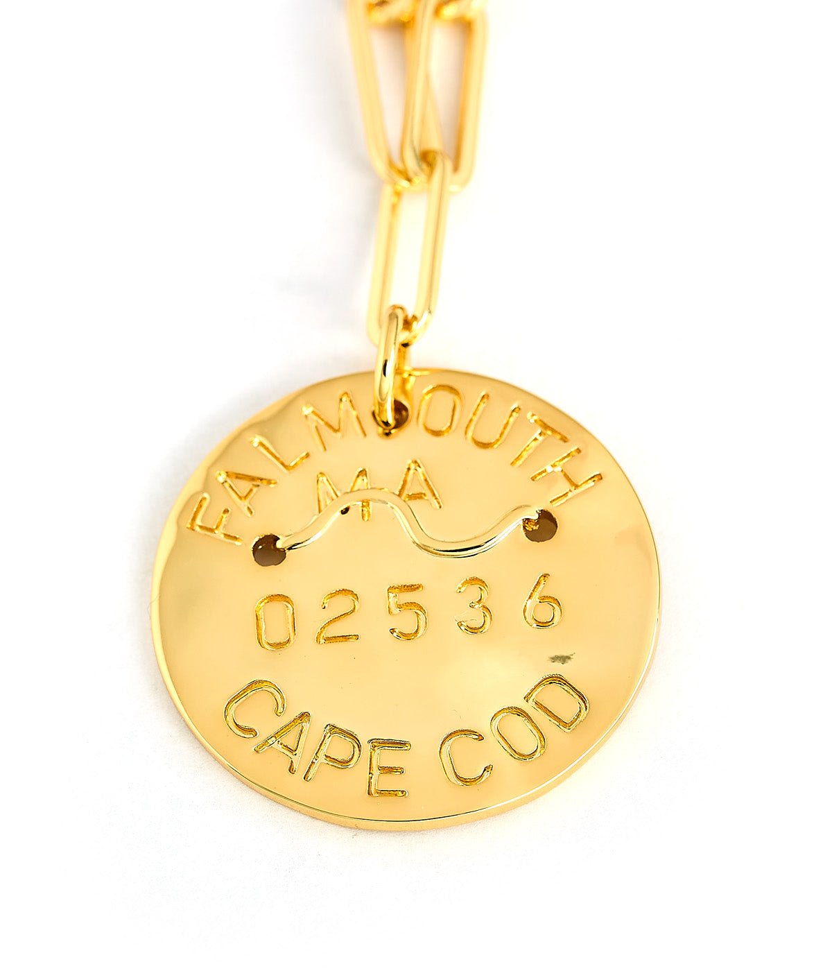 Beach Tag Charm Necklace – 18k Gold Plated