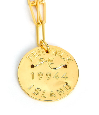 Beach Tag Charm Necklace – 18k Gold Plated