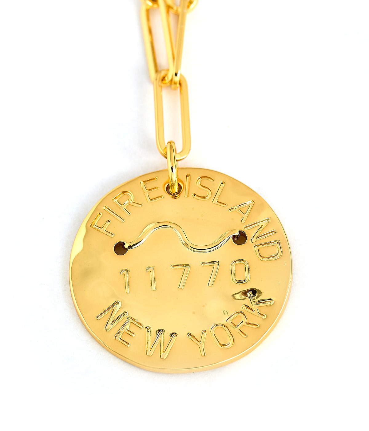 Beach Tag Charm Necklace – 18k Gold Plated