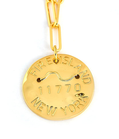 Beach Tag Charm Necklace – 18k Gold Plated
