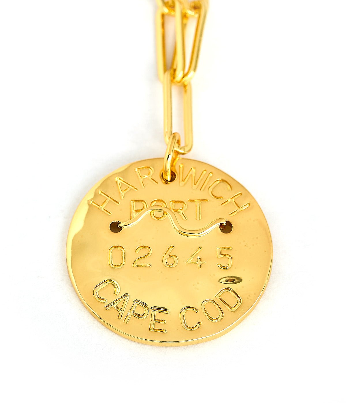 Beach Tag Charm Necklace – 18k Gold Plated