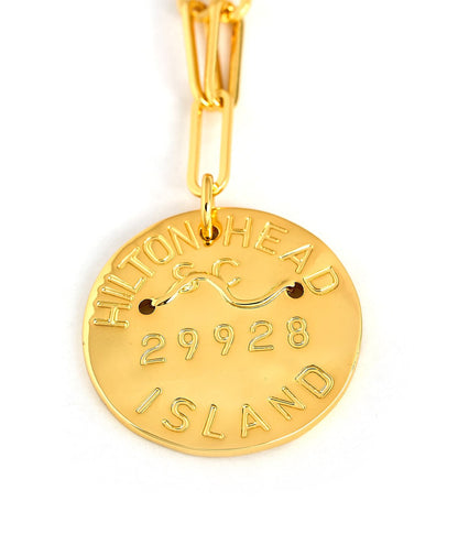Beach Tag Charm Necklace – 18k Gold Plated