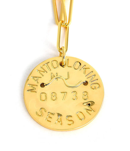 Beach Tag Charm Necklace – 18k Gold Plated