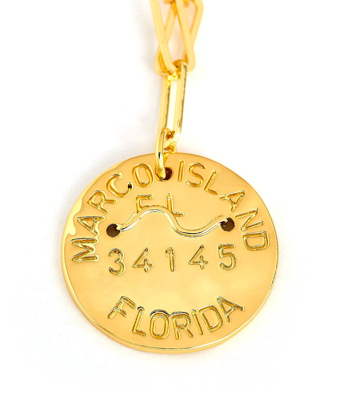 Beach Tag Charm Necklace – 18k Gold Plated