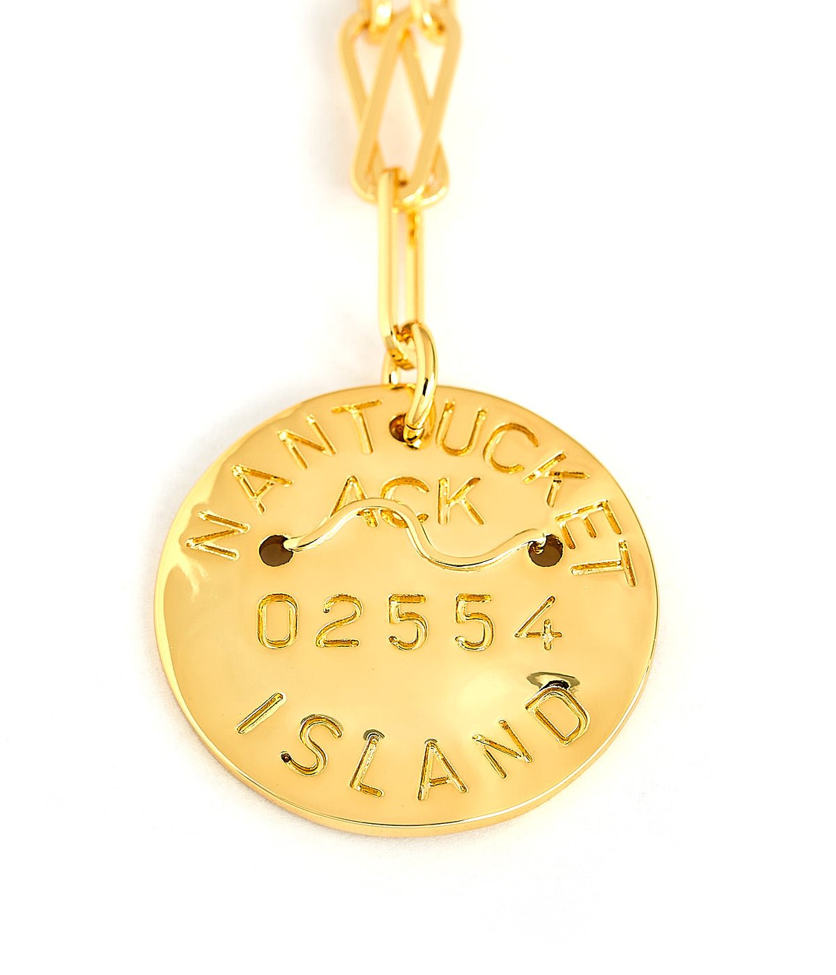 Beach Tag Charm Necklace – 18k Gold Plated