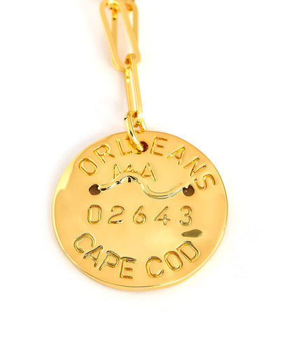 Beach Tag Charm Necklace – 18k Gold Plated