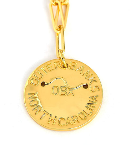 Beach Tag Charm Necklace – 18k Gold Plated