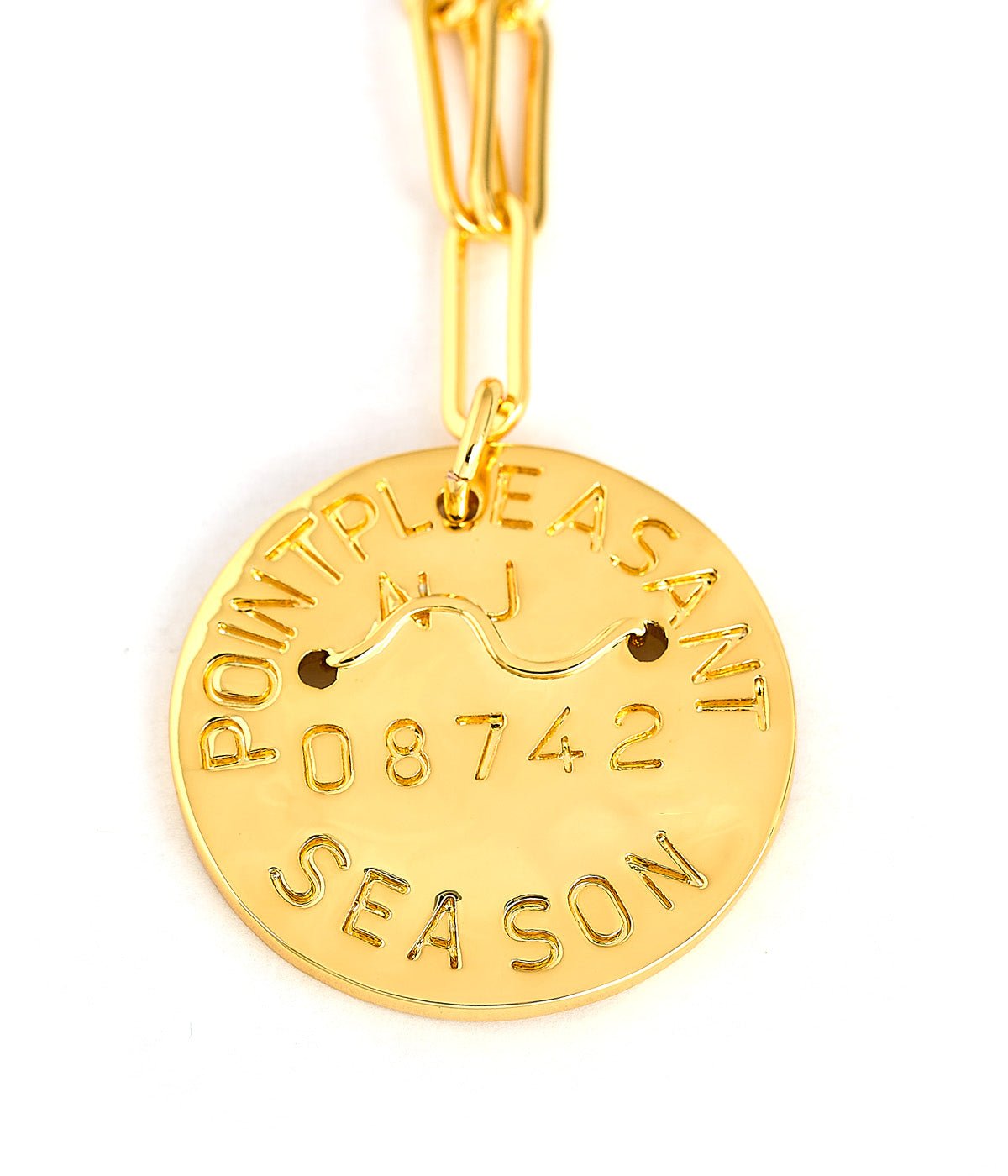 Beach Tag Charm Necklace – 18k Gold Plated