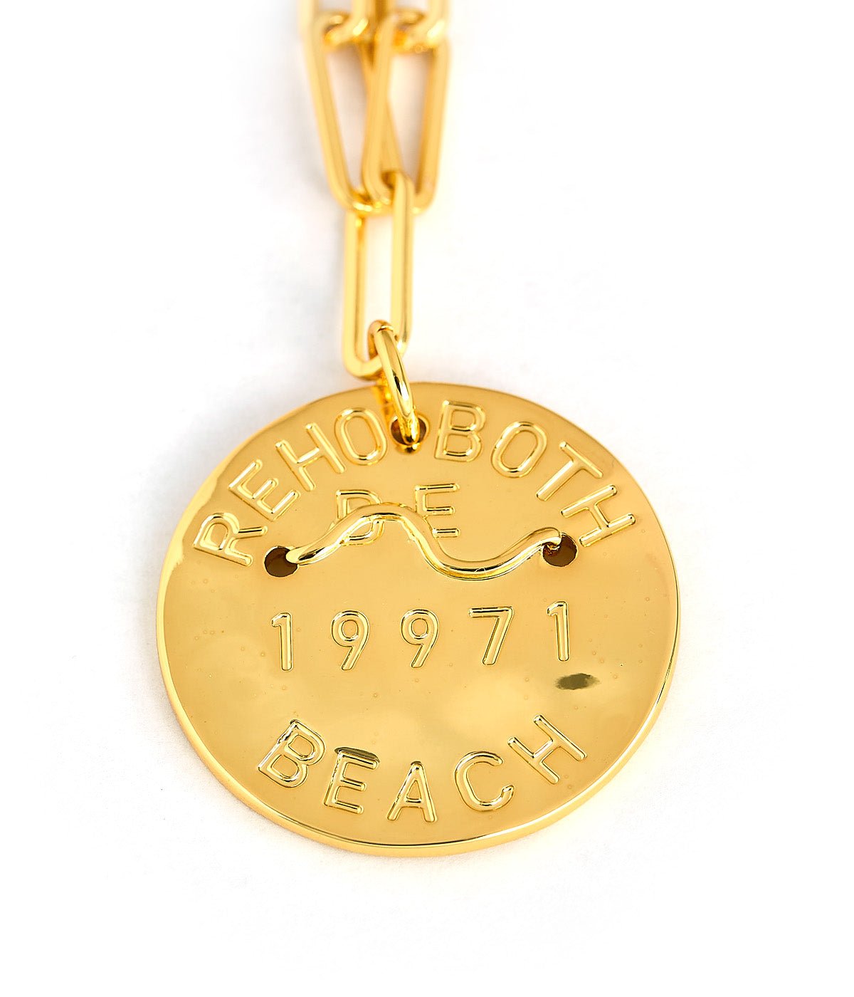 Beach Tag Charm Necklace – 18k Gold Plated