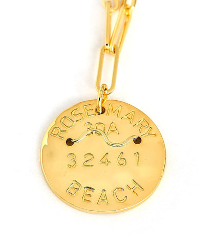 Beach Tag Charm Necklace – 18k Gold Plated