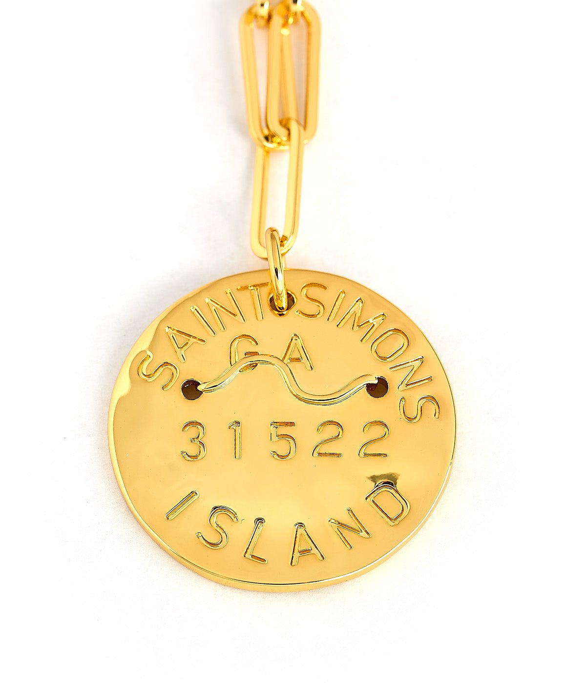 Beach Tag Charm Necklace – 18k Gold Plated