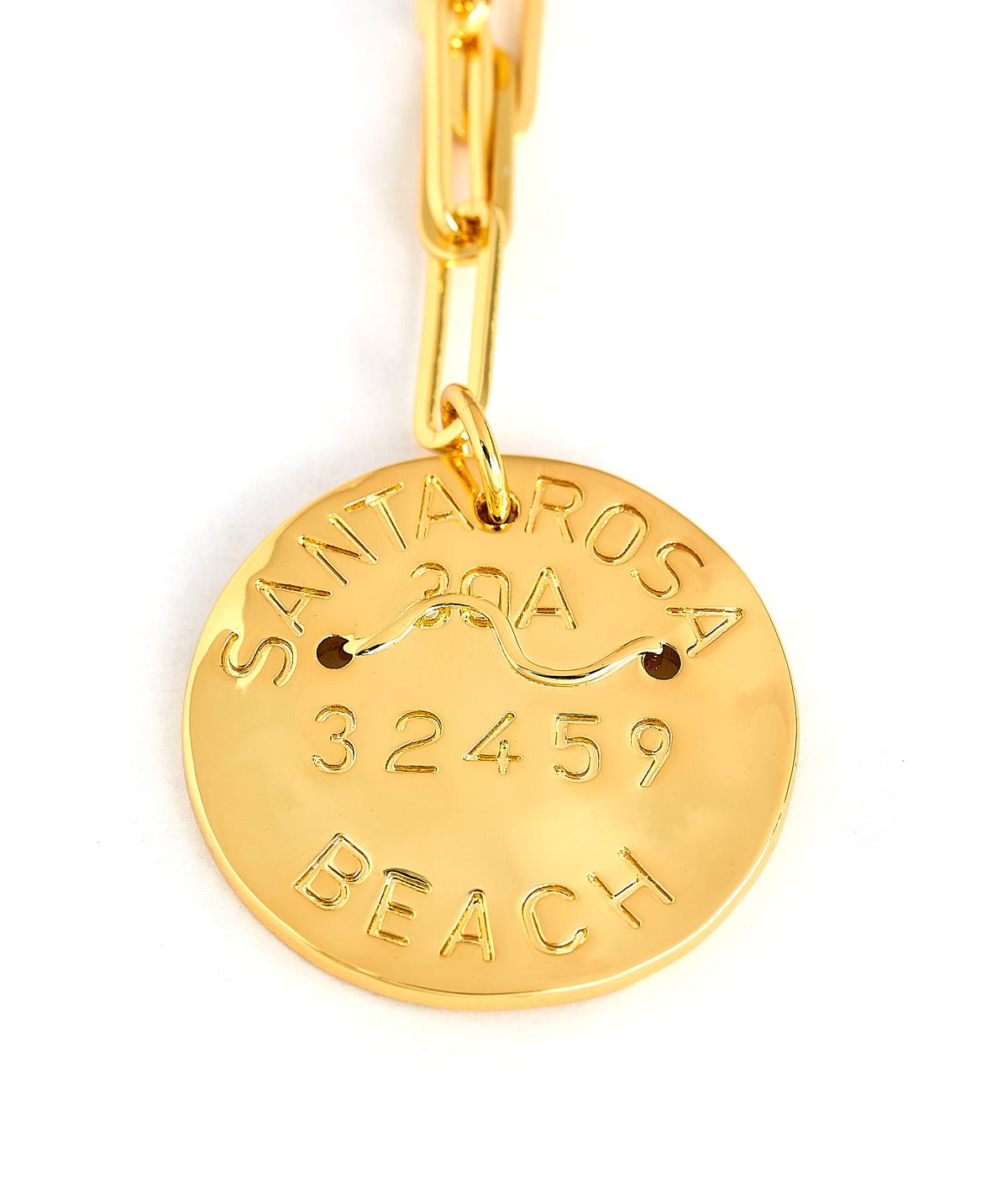 Beach Tag Charm Necklace – 18k Gold Plated