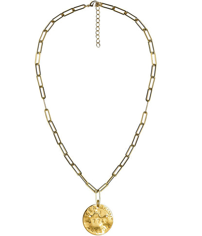 Beach Tag Charm Necklace – 18k Gold Plated