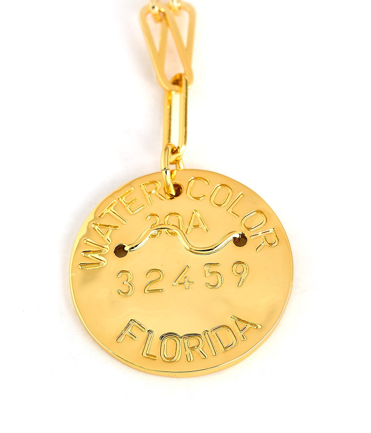 Beach Tag Charm Necklace – 18k Gold Plated